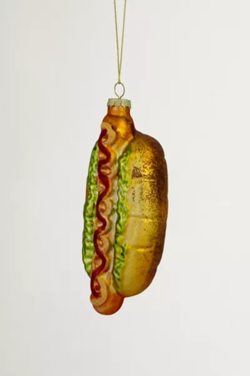 Hot Dog Glass Ornament