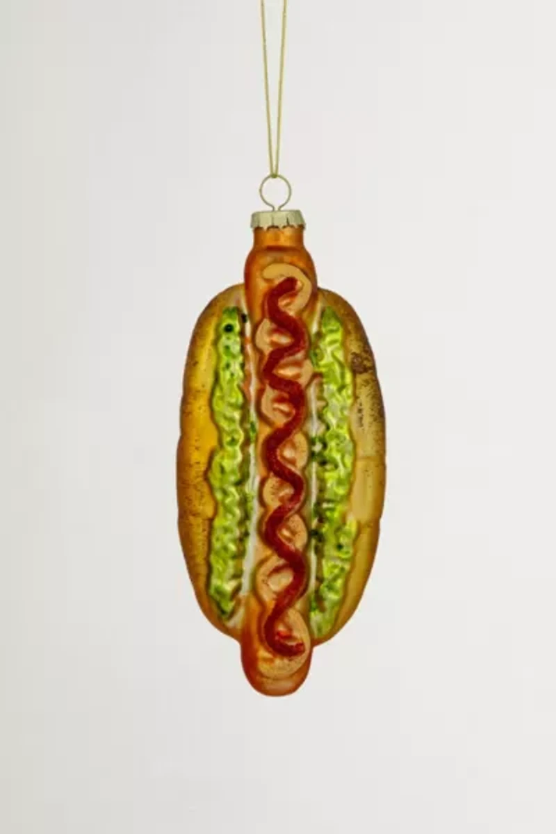 Hot Dog Glass Ornament