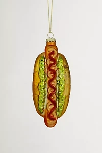 Hot Dog Glass Ornament