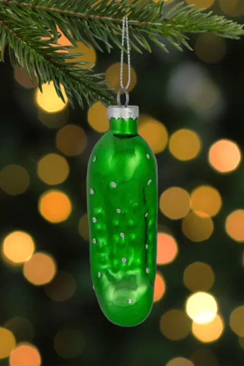 Green Pickle Glass Ornament