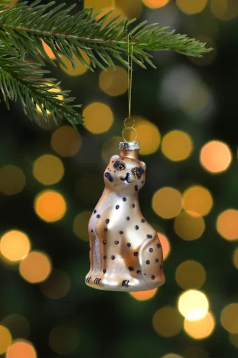 Leopard Glass Ornament
