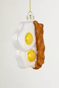 Eggs and Bacon Glittered Glass Ornament