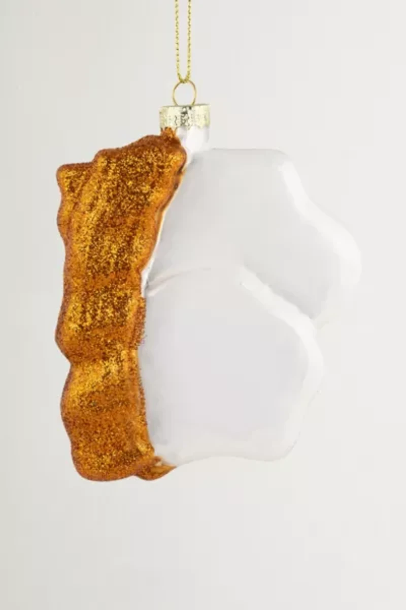 Eggs and Bacon Glittered Glass Ornament
