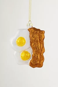 Eggs and Bacon Glittered Glass Ornament