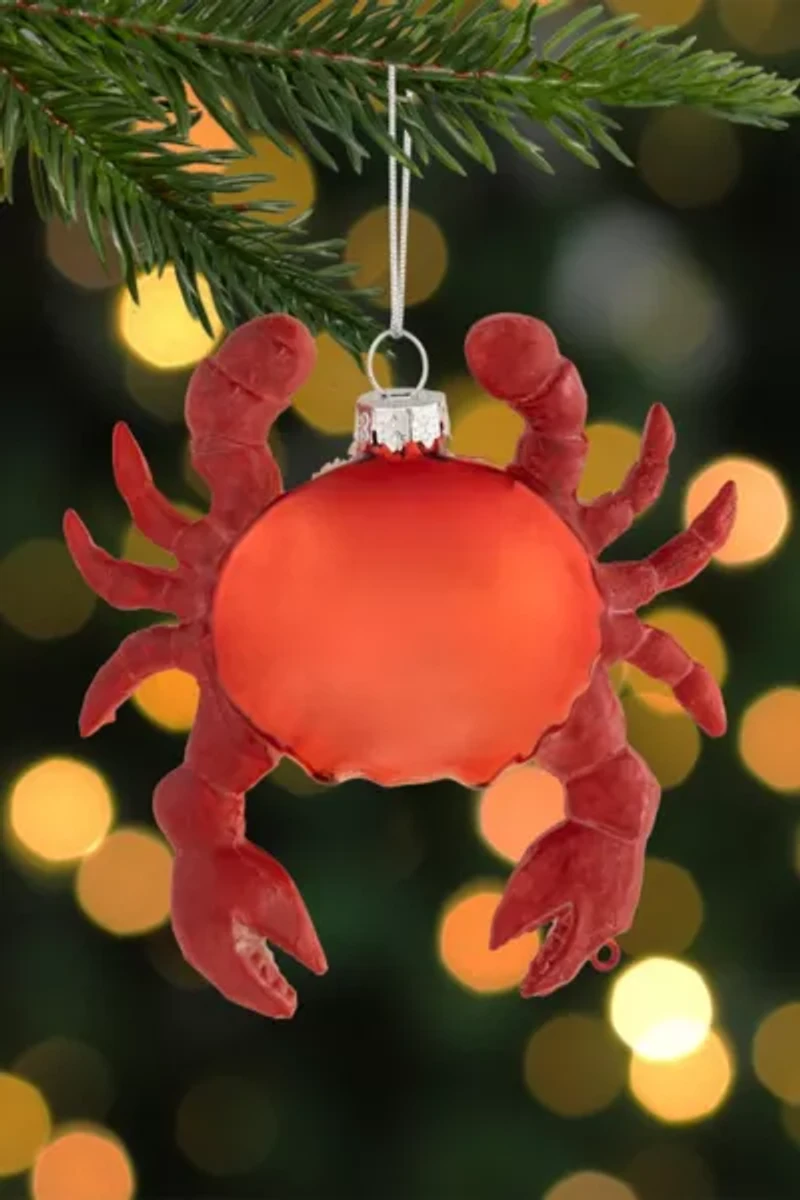 Shelled Crab Glass Ornament