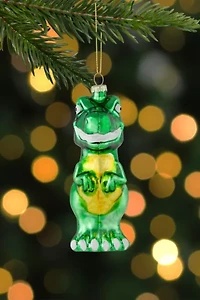 Green Dinosaur Glass Ornament