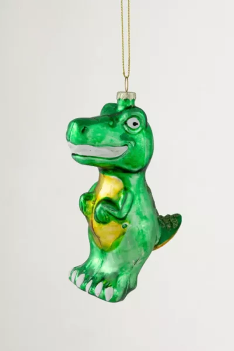 Green Dinosaur Glass Ornament