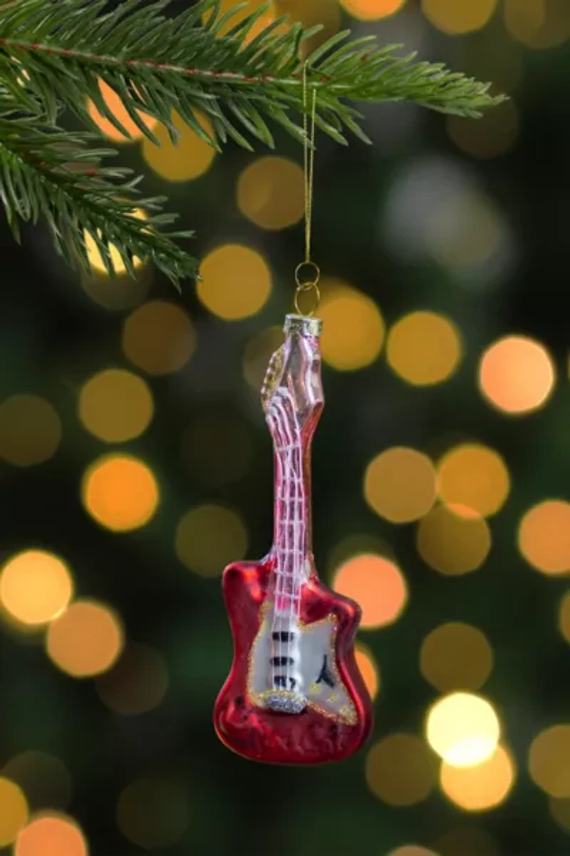 Bass Guitar Glass Ornament