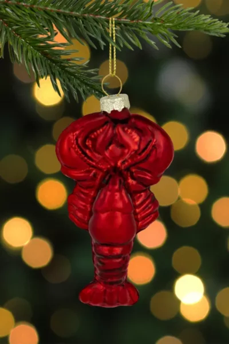 Shiny Lobster Glass Ornament