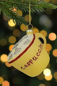 Glittered Cappucino Glass Ornament