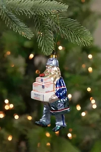 Santa Mail Carrier Glass Ornament