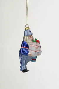 Santa Mail Carrier Glass Ornament