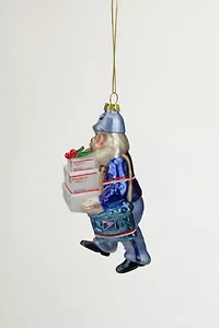 Santa Mail Carrier Glass Ornament