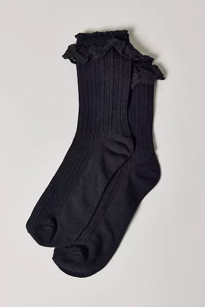Ava Heart Lace Trim Crew Sock