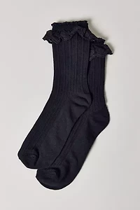 Ava Heart Lace Trim Crew Sock