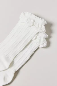 Ava Heart Lace Trim Crew Sock