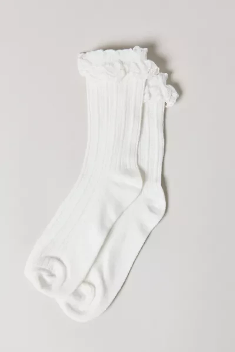 Ava Heart Lace Trim Crew Sock