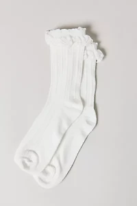 Ava Heart Lace Trim Crew Sock