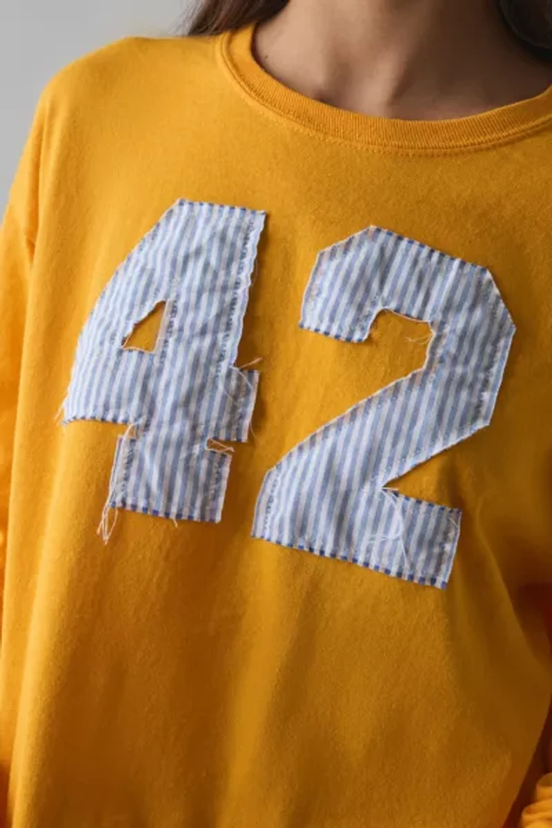 ReMADE By UO Varsity Number Applique Graphic Long Sleeve Tee
