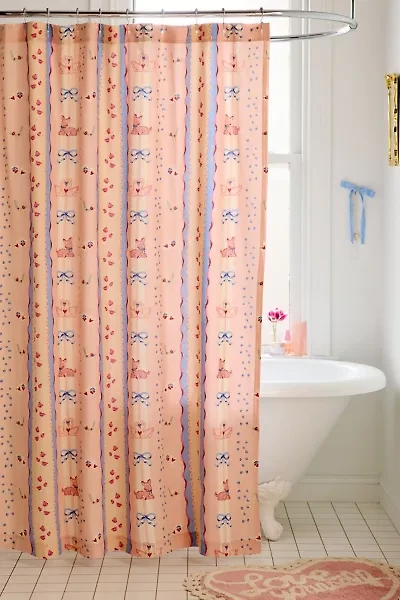 Molly Icon Striped Patterned Shower Curtain