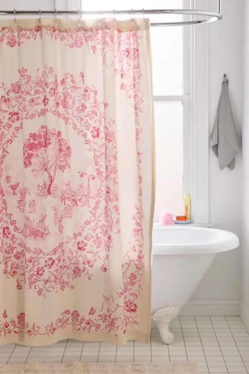 Bunny Toile Patterned Shower Curtain