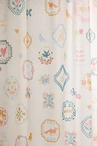 Birdie Needlepoint Printed Shower Curtain
