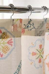 Birdie Needlepoint Printed Shower Curtain