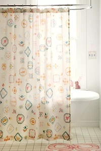 Birdie Needlepoint Printed Shower Curtain
