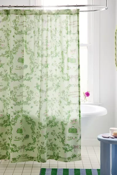 Preppy Toile Patterned Shower Curtain