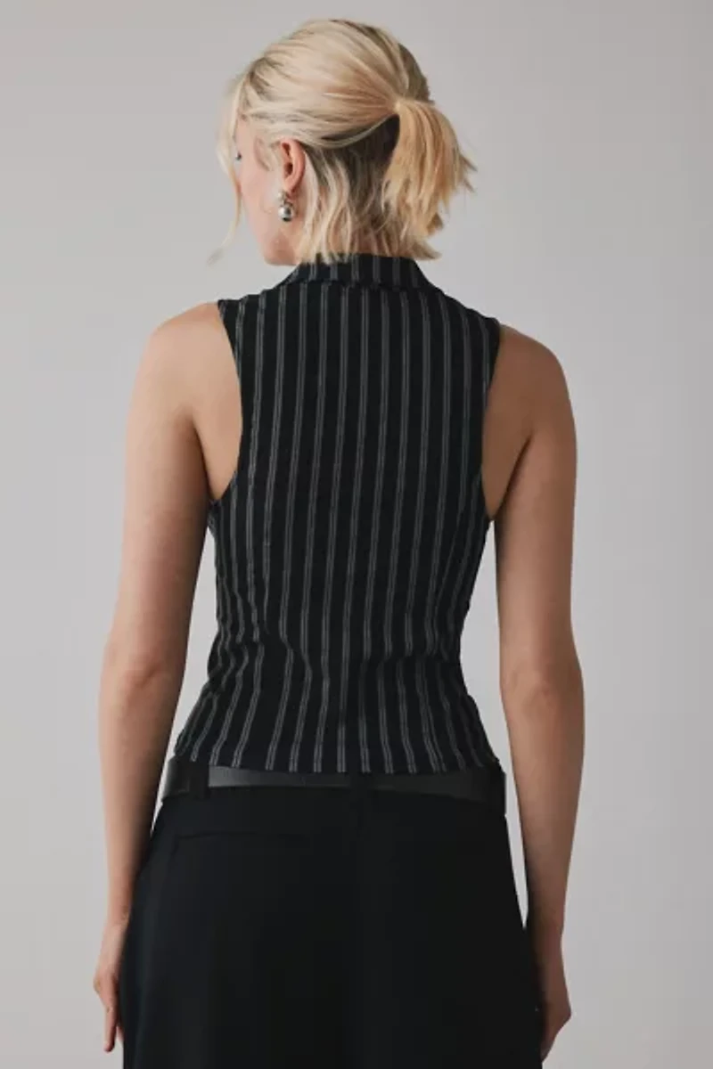 BDG Ledia Collared Zip-Front Vest Top