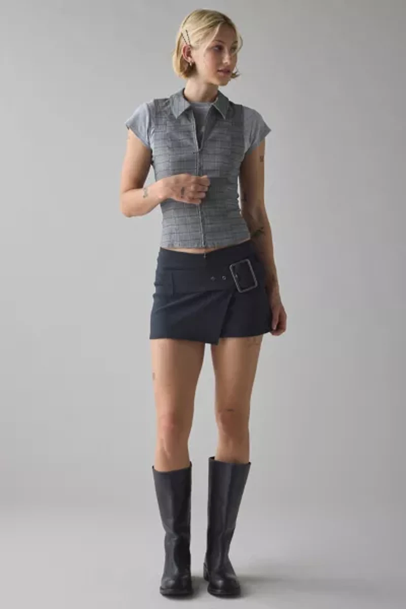 BDG Ledia Collared Zip-Front Vest Top