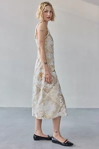 Kimchi Blue Martina Lace Trim Button-Front Midi Dress
