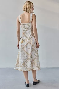 Kimchi Blue Martina Lace Trim Button-Front Midi Dress