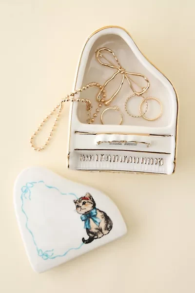 Piano Shaped Ceramic Trinket Box
