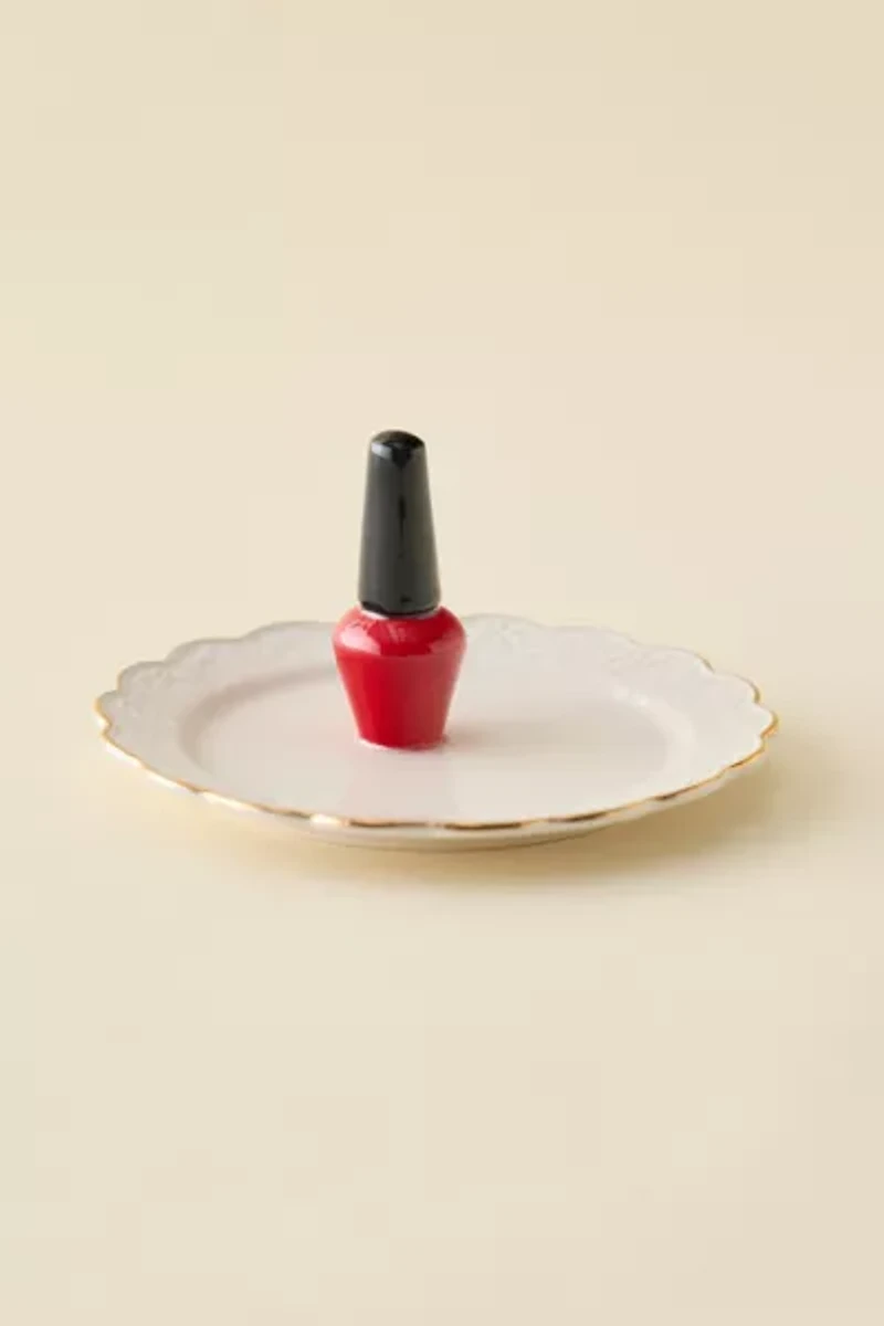 Nail Polish Ceramic Ring Holder & Catch-All Dish