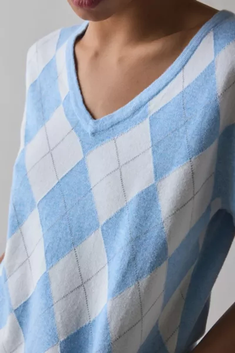 ReMADE By UO Short Sleeve Argyle Sweater