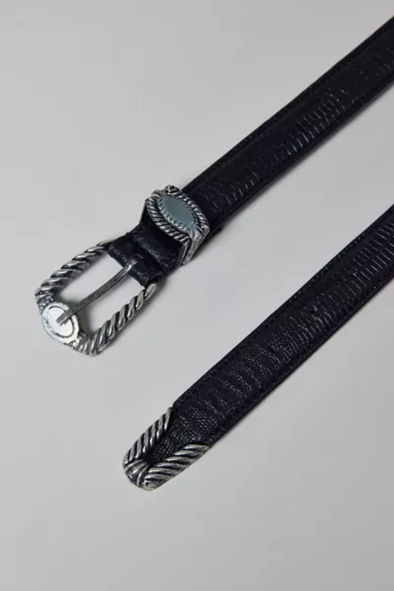 Textured Slim Leather Belt