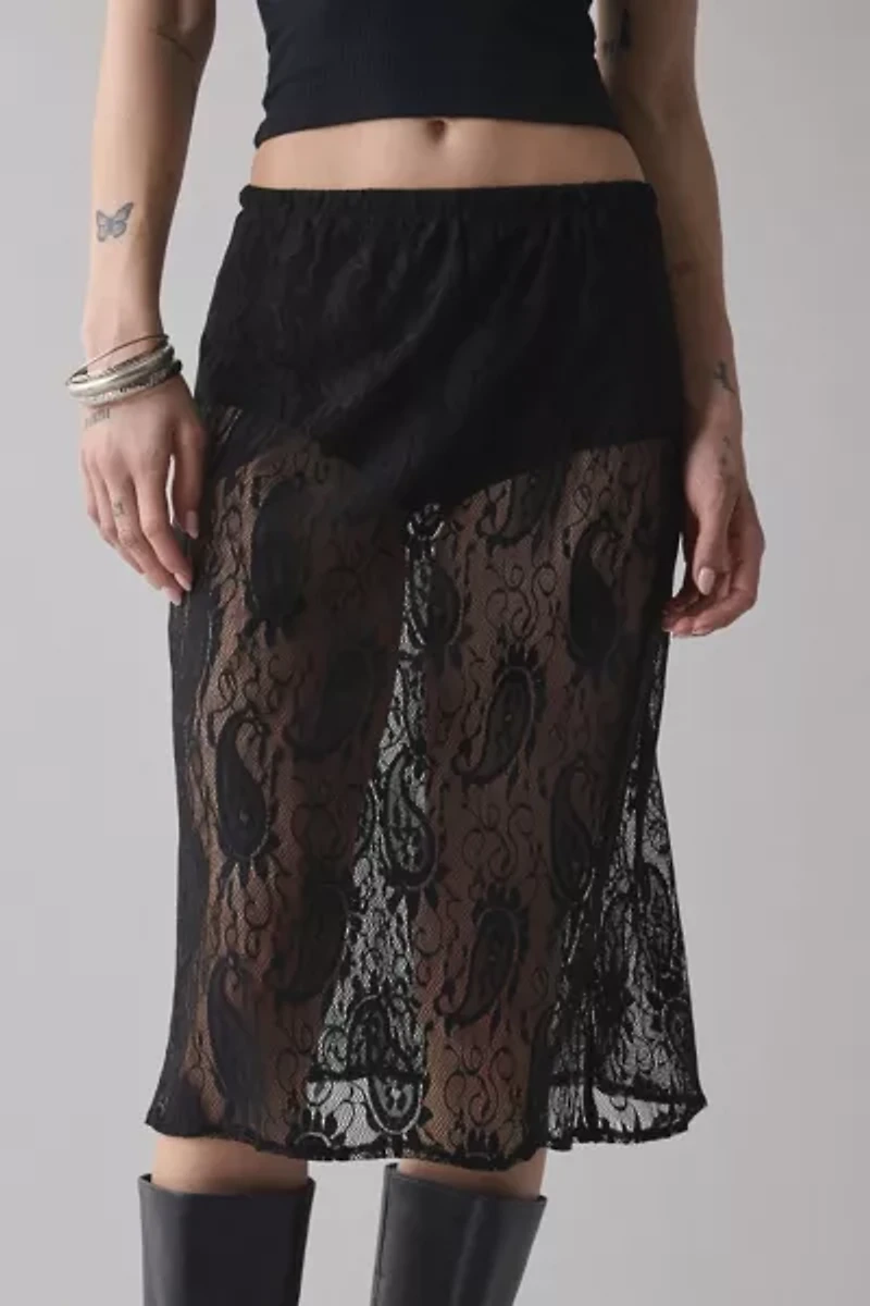 ReMADE By UO Sheer Lace Midi Skirt