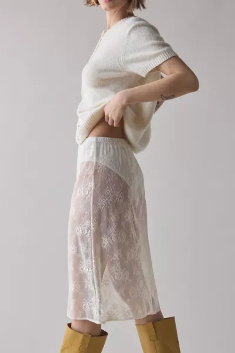 ReMADE By UO Sheer Lace Midi Skirt