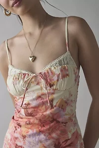 Kiss The Sky Floral Printed Satin Slip Midi Dress