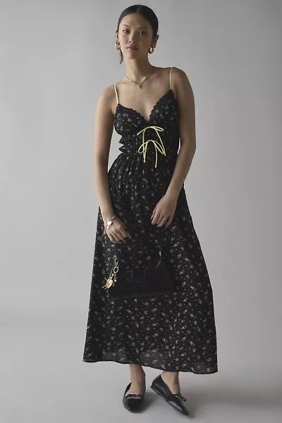 Kiss The Sky Bow-Front Smocked Maxi Dress