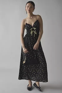 Kiss The Sky Bow-Front Smocked Maxi Dress