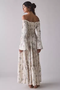 Kiss The Sky Off-The-Shoulder Bell Sleeve Maxi Dress