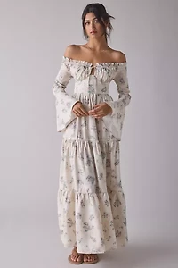 Kiss The Sky Off-The-Shoulder Bell Sleeve Maxi Dress