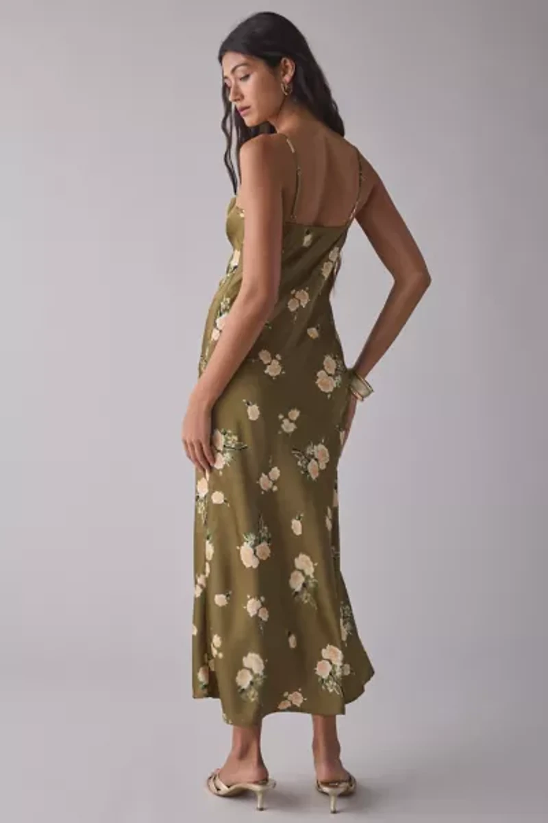 Kiss The Sky Floral Satin Bustier Slip Midi Dress