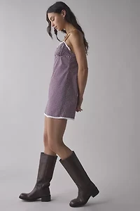 Motel Delphine Gingham Lace-Trim Cami Mini Dress