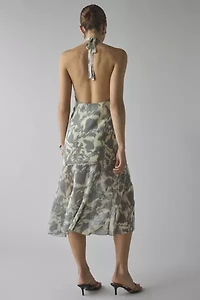 Motel Tanta Asymmetrical High-Neck Halter Midi Dress