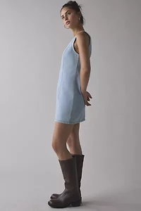 UO Maisie High-Neck Denim Shift Mini Dress