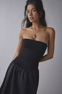 UO Nolee Drop Waist Bubble Hem Tube Midi Dress