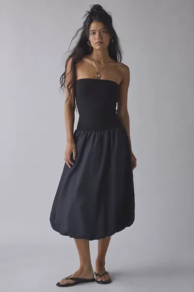 UO Nolee Drop Waist Bubble Hem Tube Midi Dress